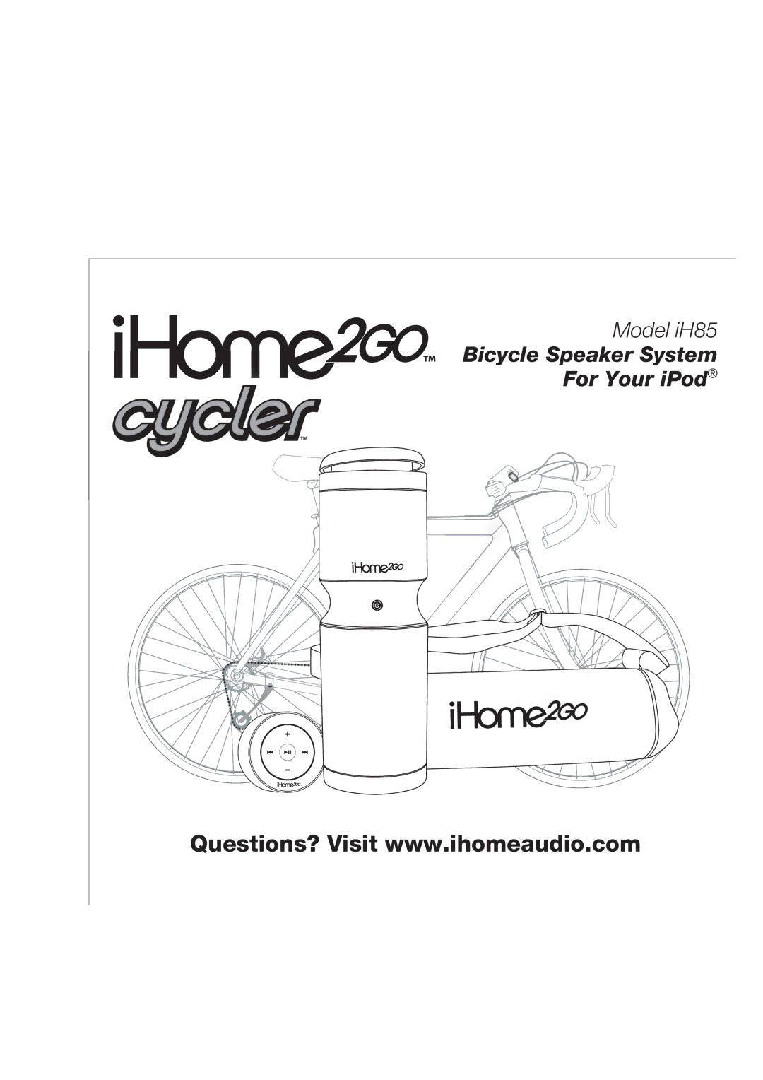 iHome iH85 manual Bicycle Speaker System For Your iPod 