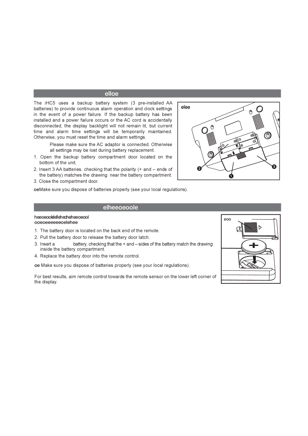 iHome manual Replacing Clock Backup Battery, Replacing the RemoteUsingControlthe iHC5Battery, Replace Backup Battery 