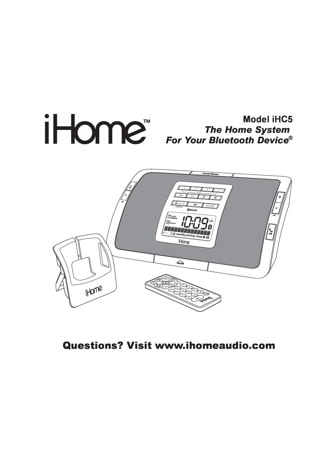 iHome manual Model iHC5, The Home System For Your Bluetooth Device, mode alm reset end, clear, snooze 