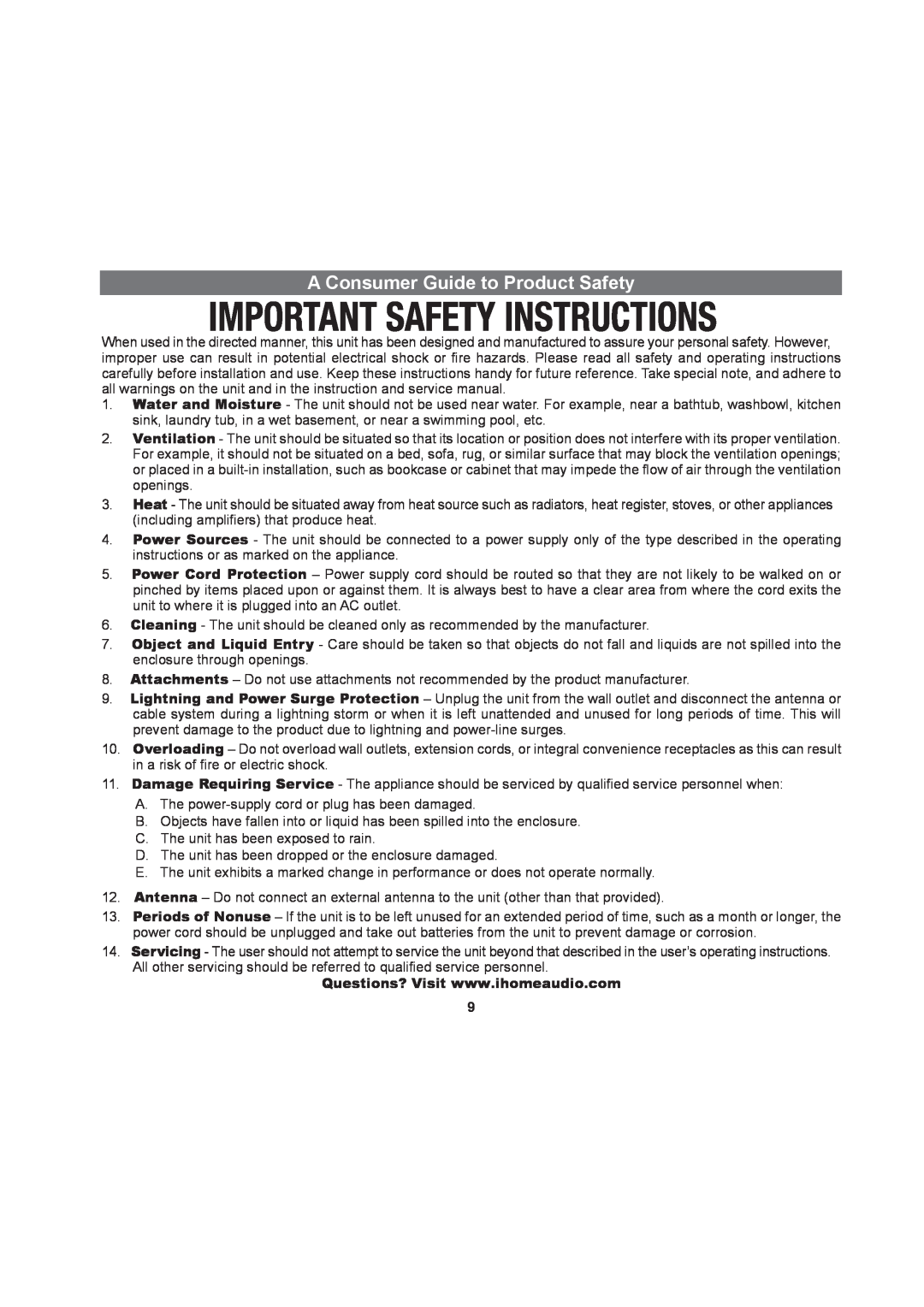 iHome iHC5 manual A Consumer Guide to Product Safety 