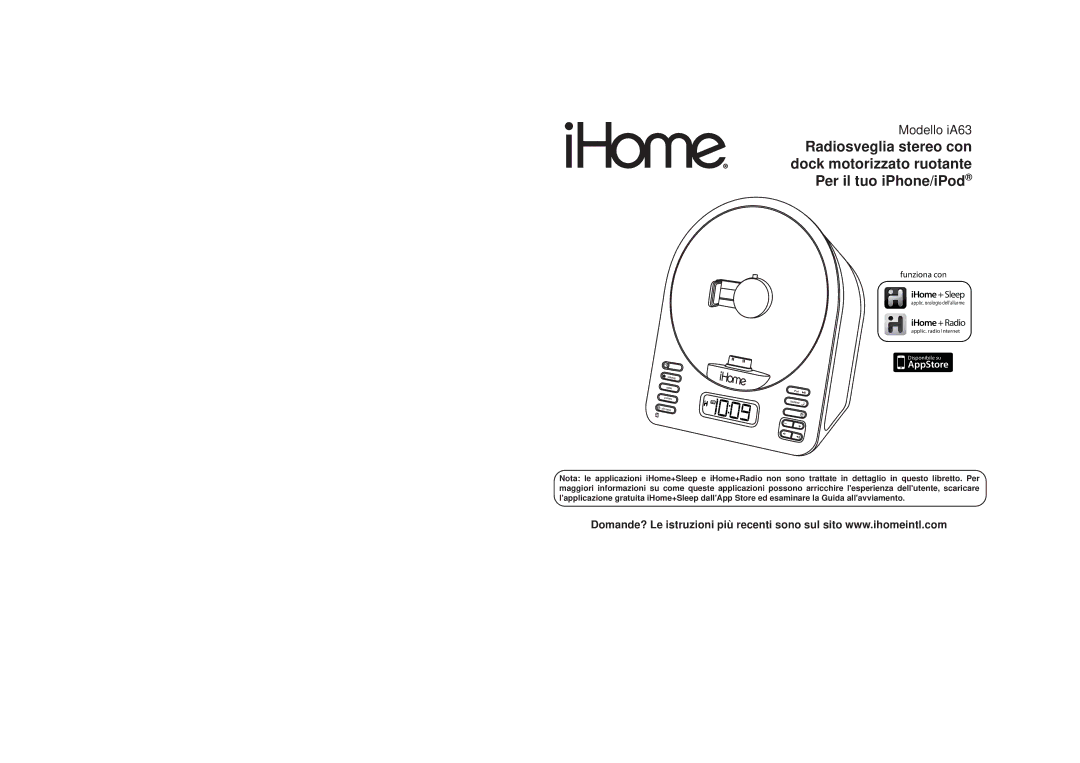 iHome ihome manual Modello iA63 