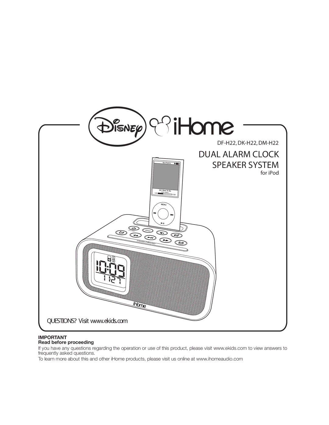 iHome ihome manual Dual Alarm Clock Speaker System, Read before proceeding 