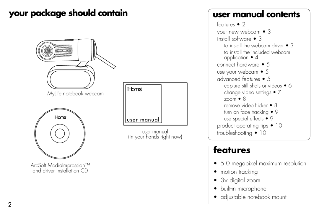 iHome HW312NP, IHW313NR, HW311NN, HW310NS user manual Your package should contain, Features 