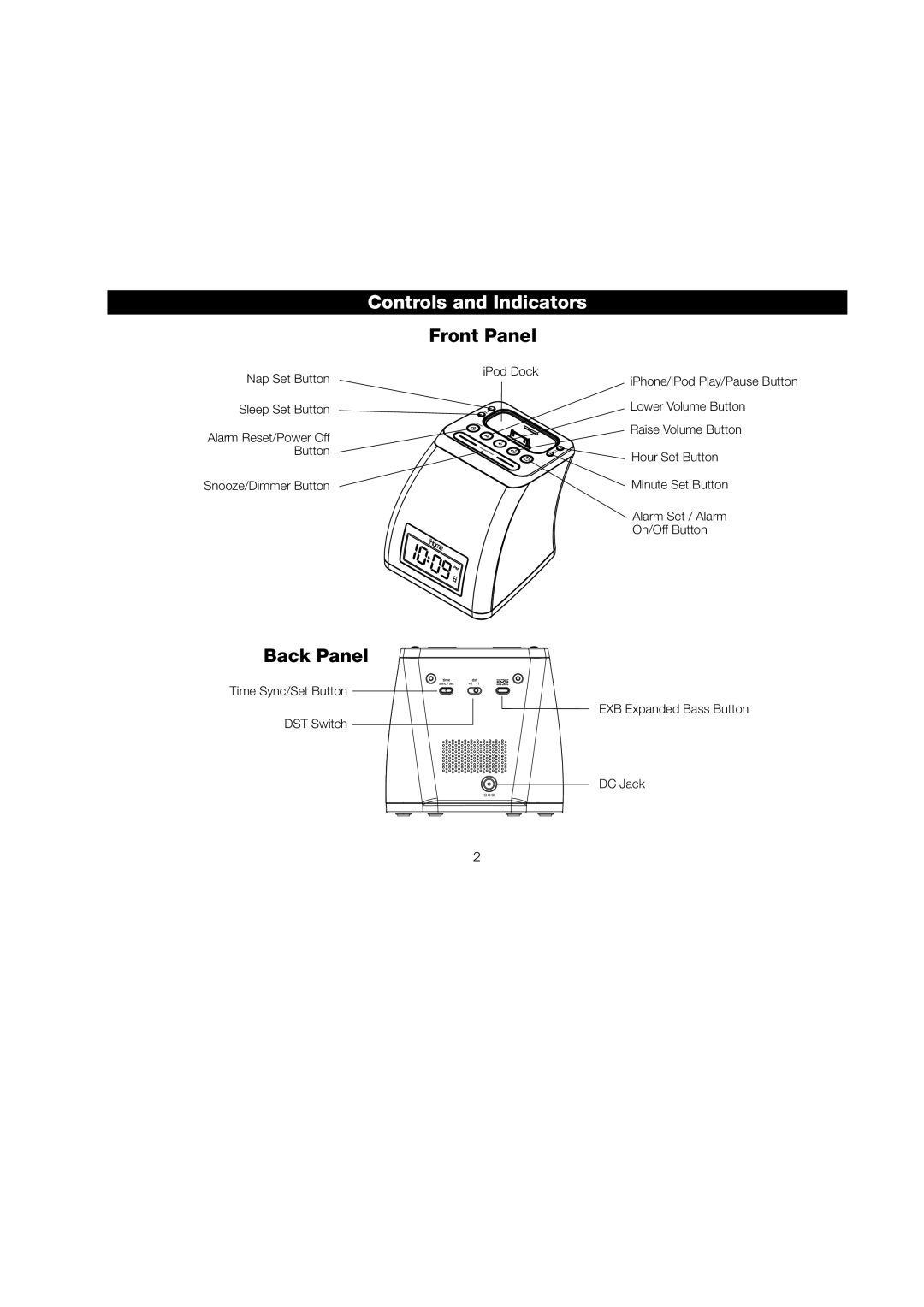 iHome IP21 manual Controls and Indicators, Front Panel 