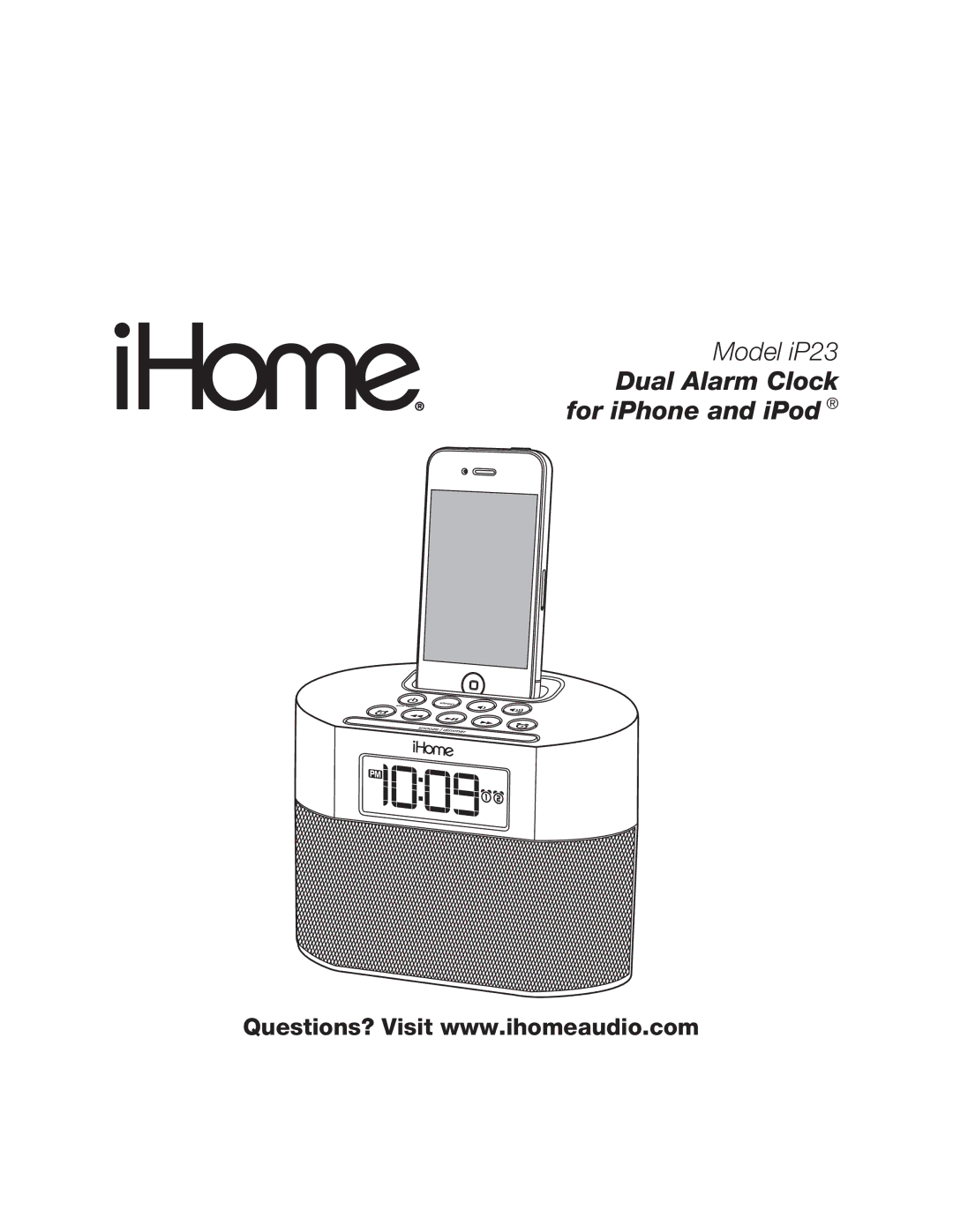 iHome IP23 manual Dual Alarm Clock for iPhone and iPod 