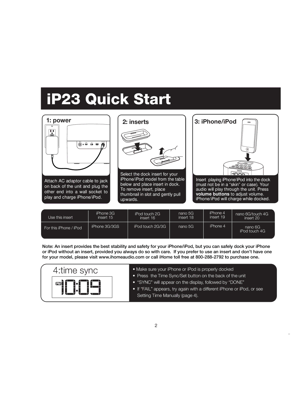 iHome manual IP23 Quick Start 