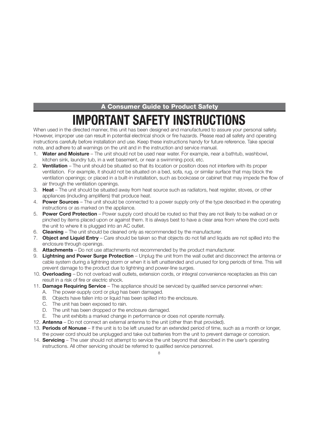 iHome IP39 manual Consumer Guide to Product Safety 