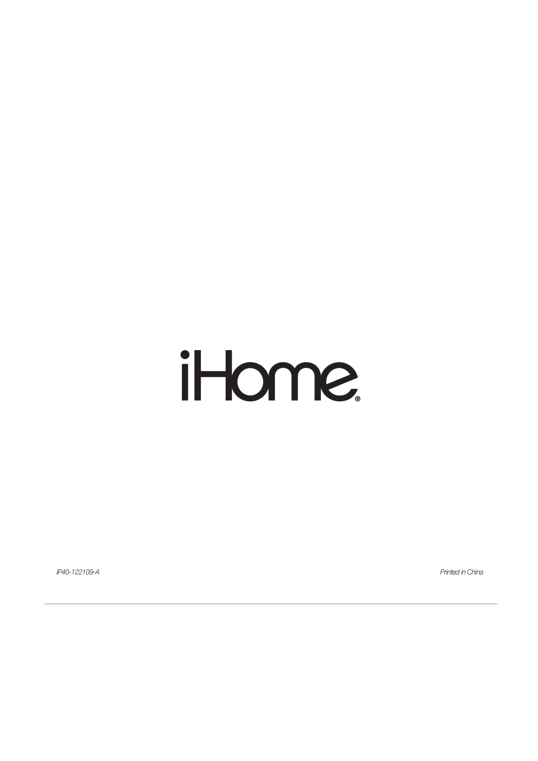 iHome iP40 manual IP40-122109-A 