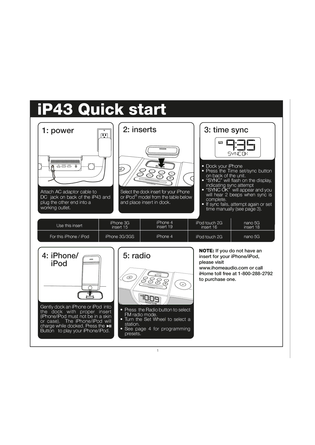 iHome manual IP43 Quick start 