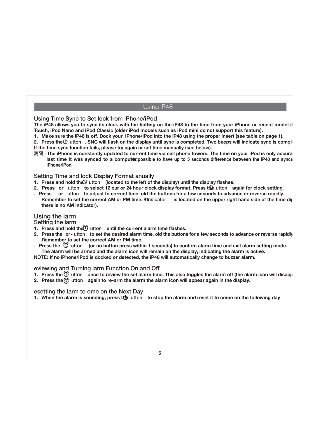 iHome IP48 manual Using iP48, Using the Alarm 