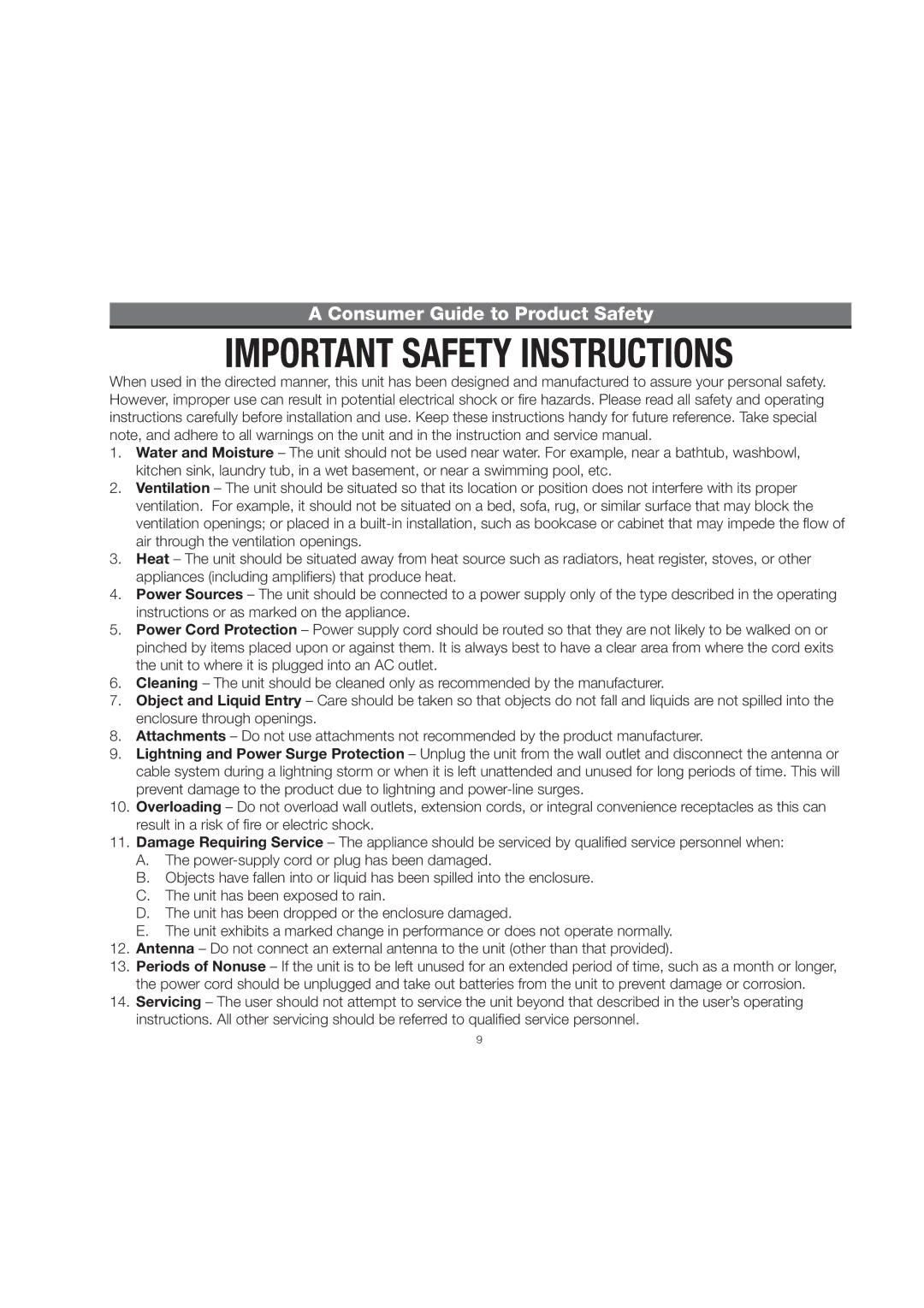 iHome IP49 manual Consumer Guide to Product Safety 