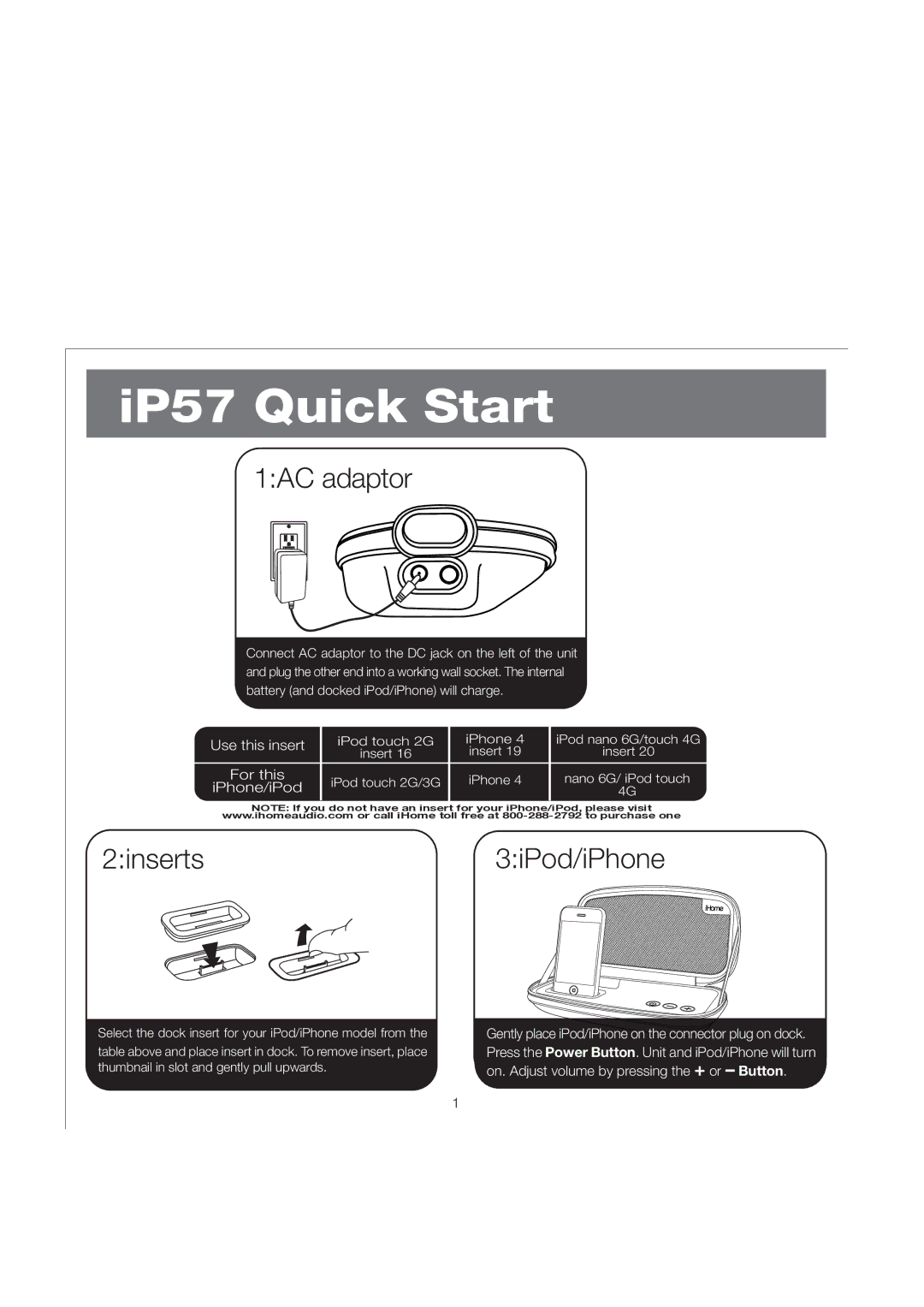 iHome manual IP57 Quick Start 