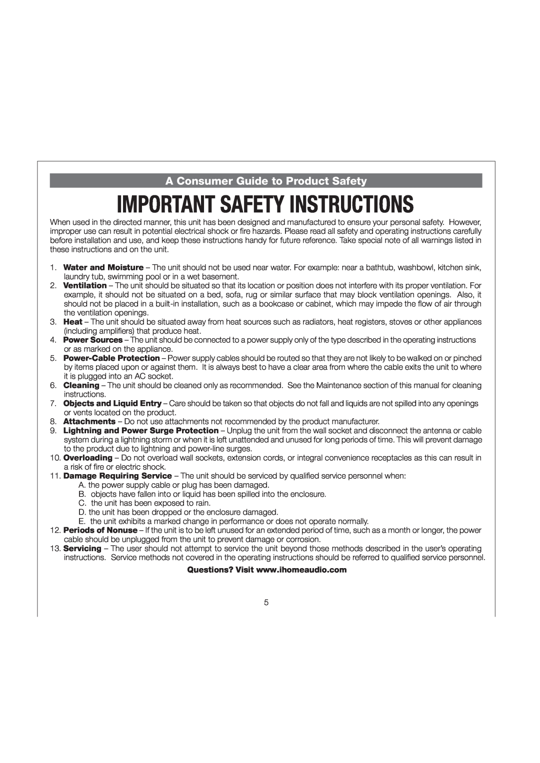 iHome IP57 manual A Consumer Guide to Product Safety 