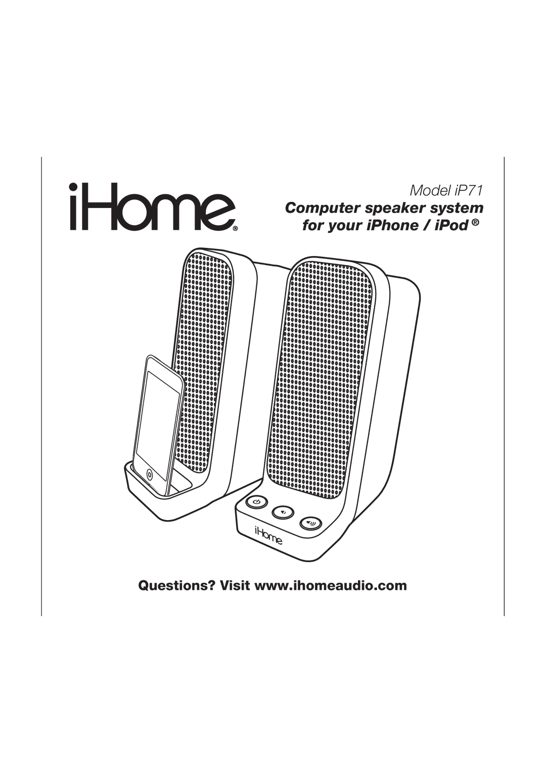 iHome iP71 manual Computer speaker system for your iPhone / iPod 