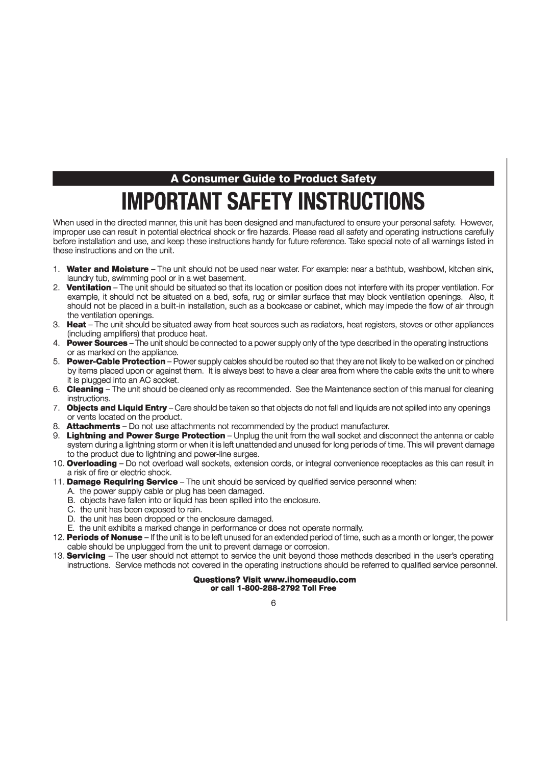 iHome iP71 manual A Consumer Guide to Product Safety 