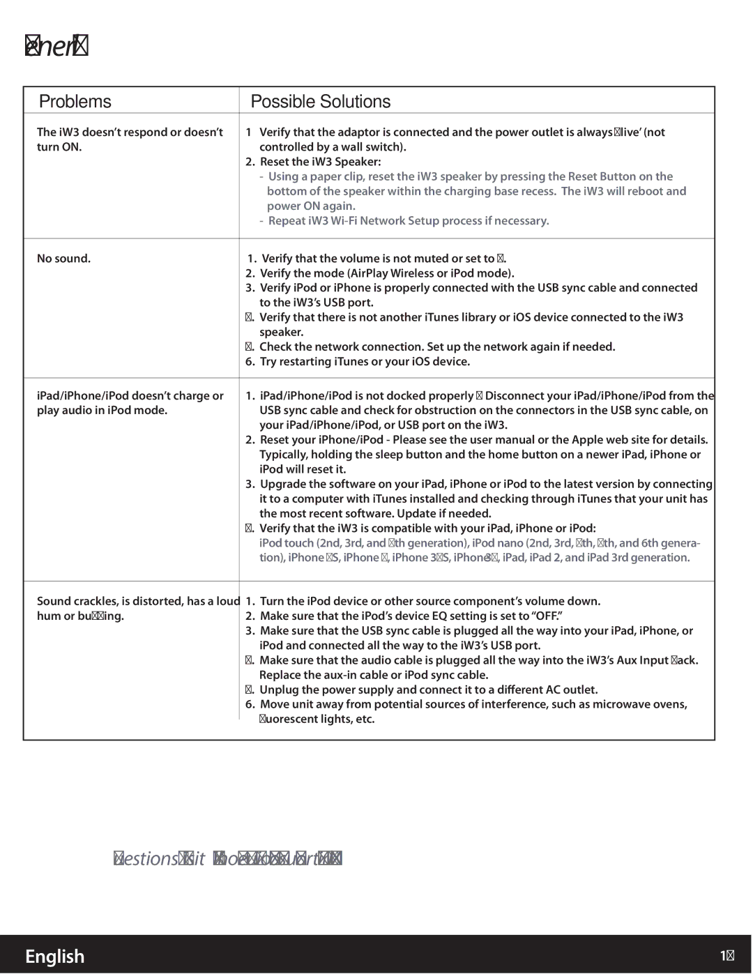 iHome iW3 user manual General 