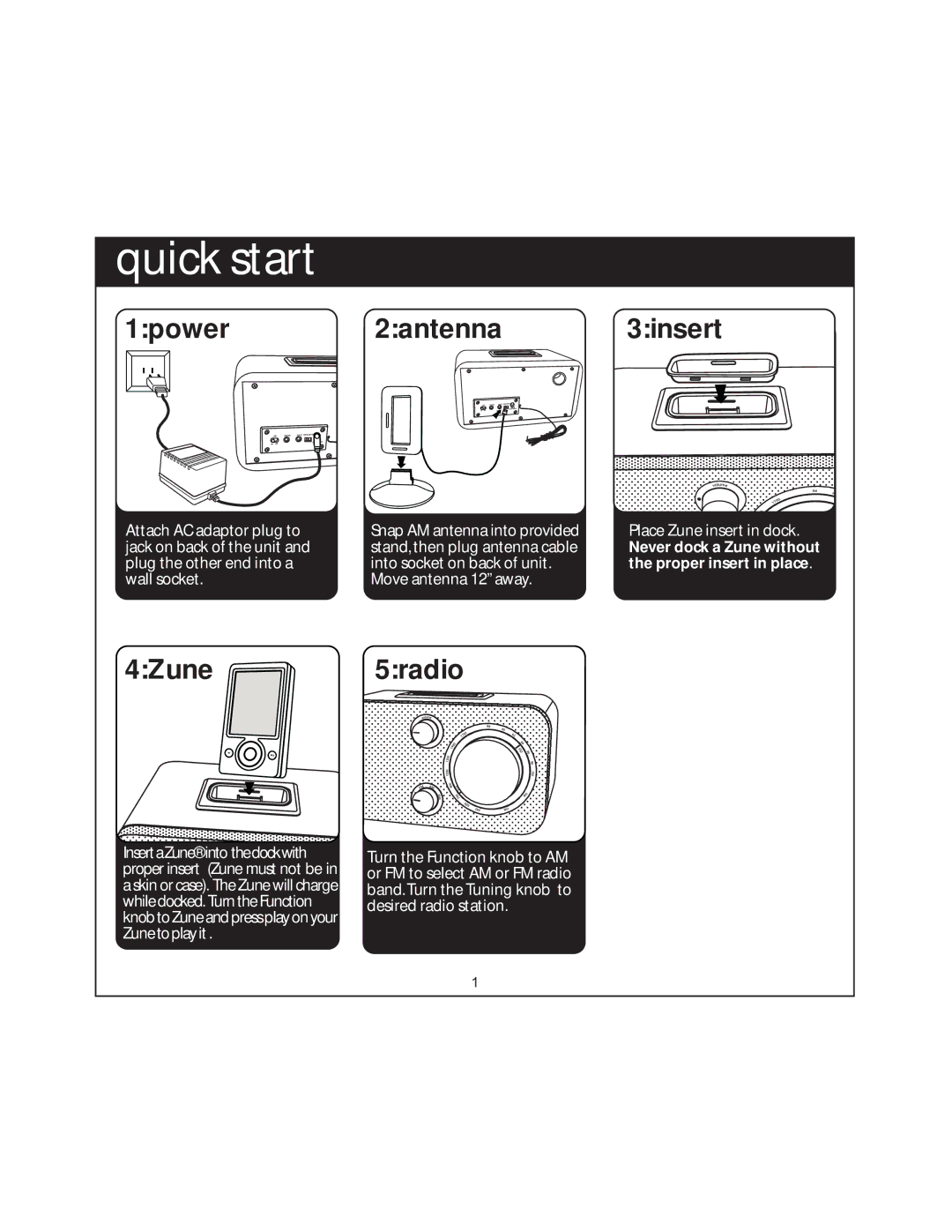 iHome ZN14 manual Quick start 