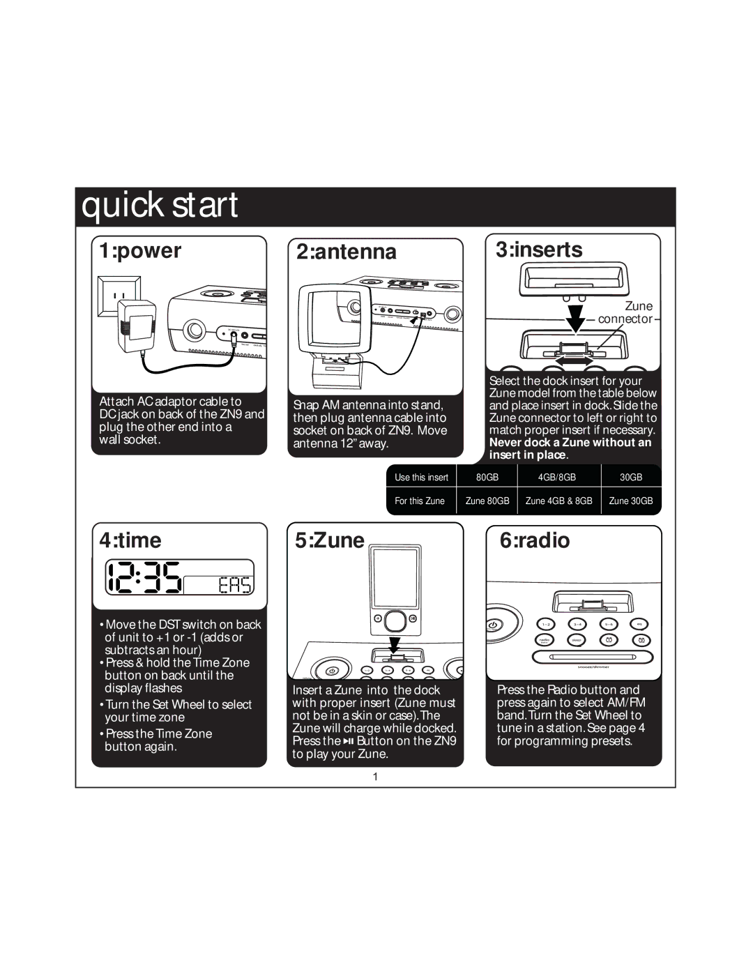 iHome ZN9 manual Quick start 