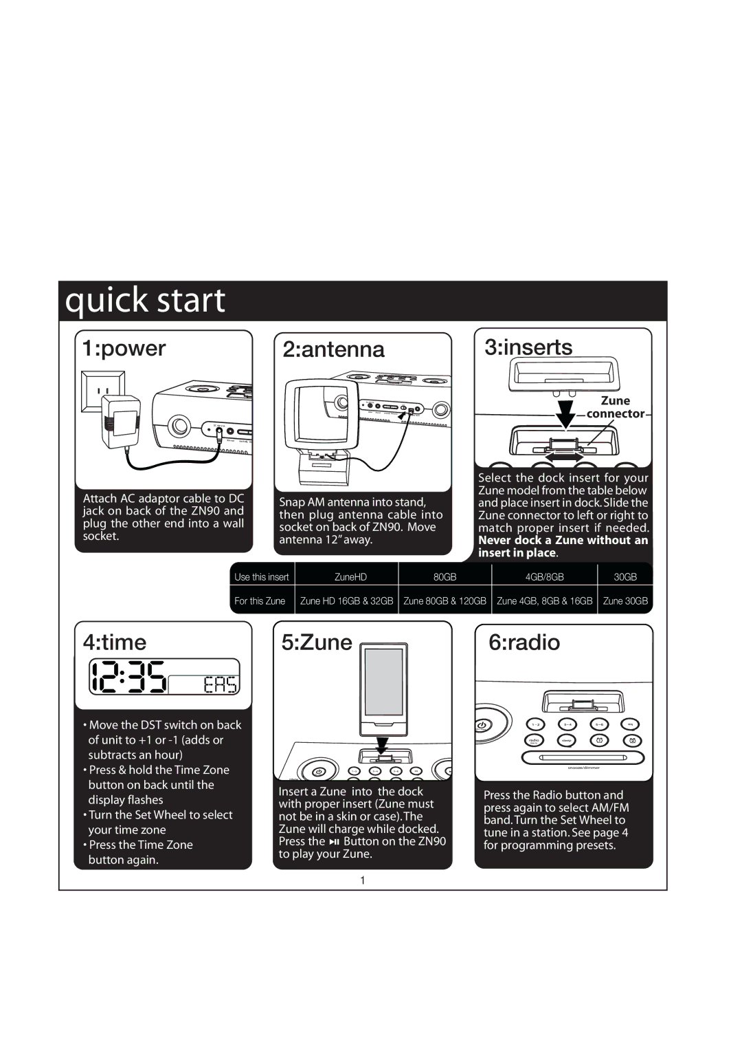 iHome ZN90 manual Quick start 