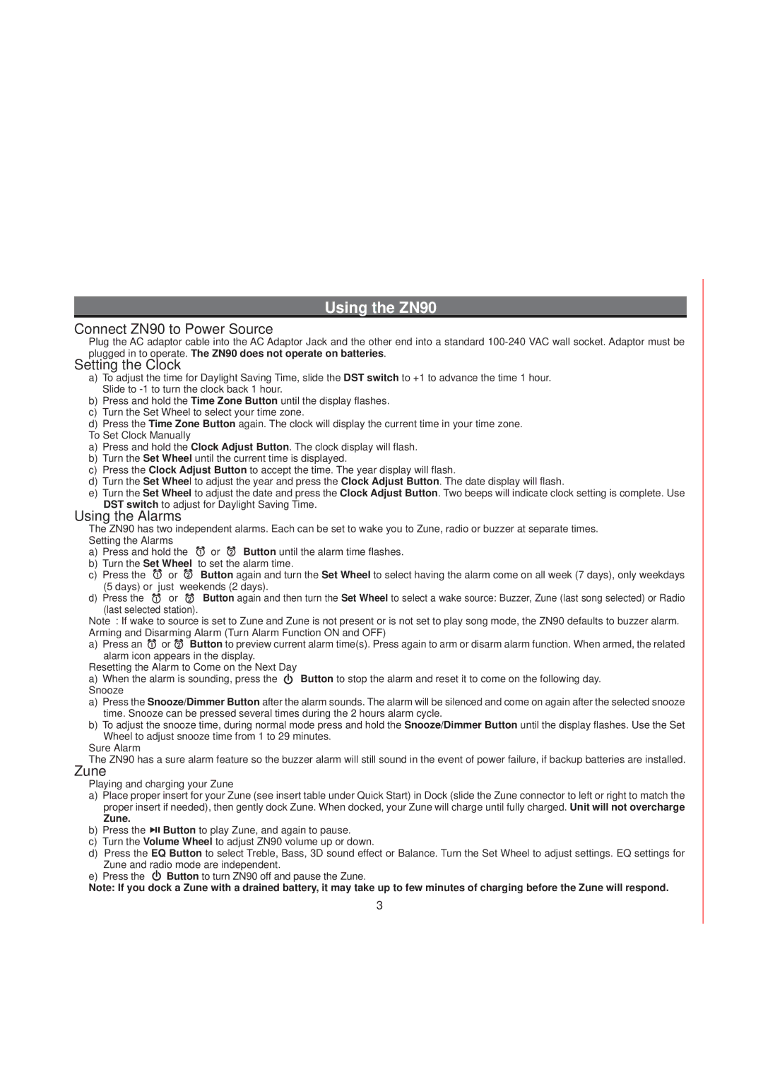 iHome manual Using the ZN90, Connect ZN90 to Power Source 