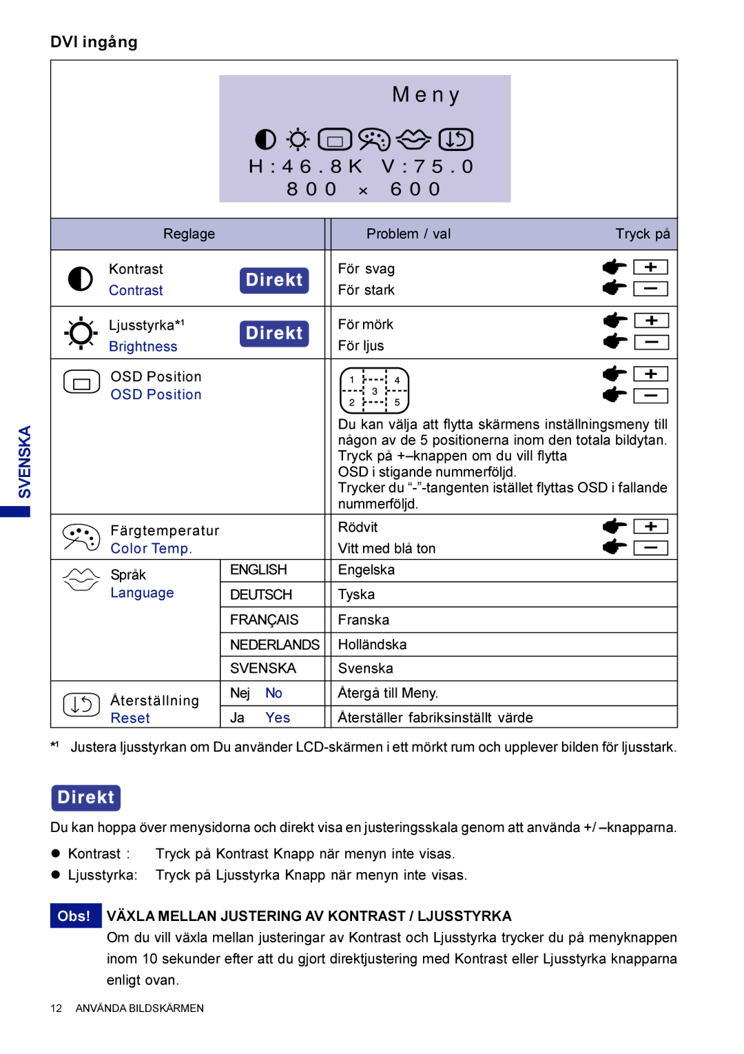 Iiyama AX3835UTBK user manual DVI ingång 