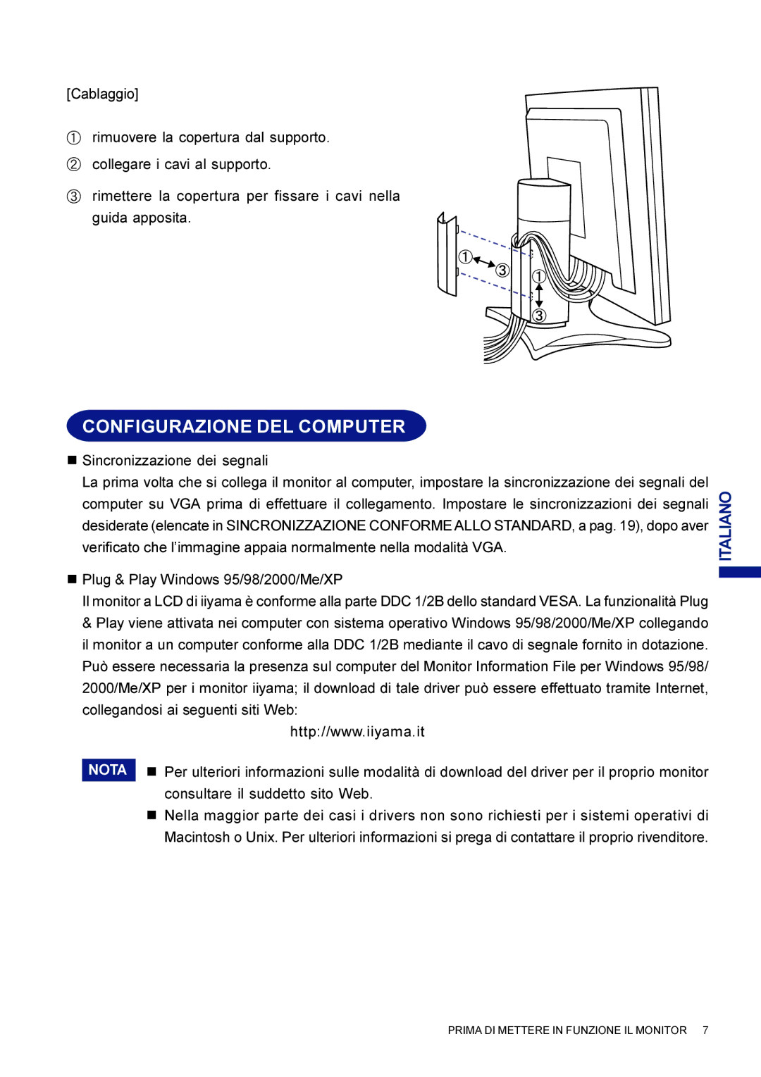 Iiyama AX3835UTBK user manual Configurazione DEL Computer 