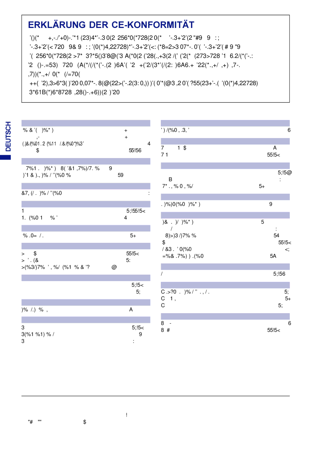 Iiyama AX3835UTBK user manual Erklärung DER CE-KONFORMITÄT, Deutsch 