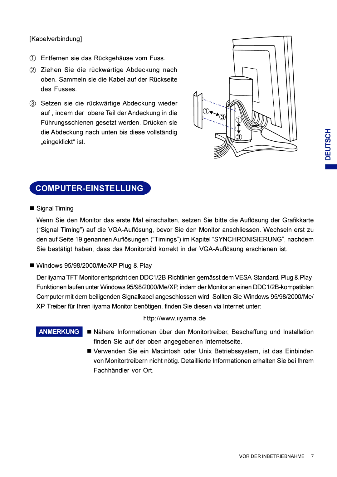 Iiyama AX3835UTBK user manual Computer-Einstellung 