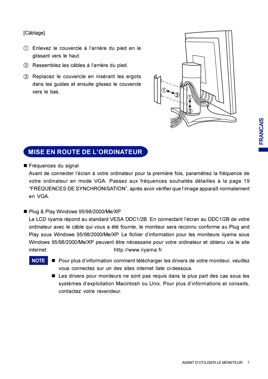 Iiyama AX3835UTBK user manual Mise EN Route DE L’ORDINATEUR 