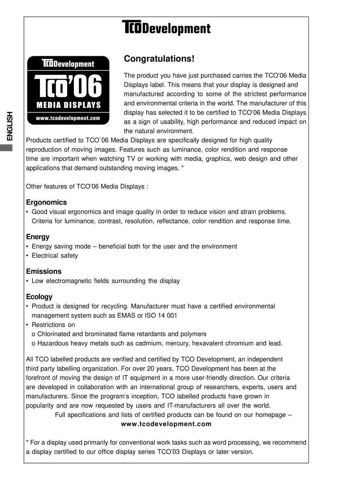 Iiyama E1902S, E1902WSV, B1902S user manual Congratulations 