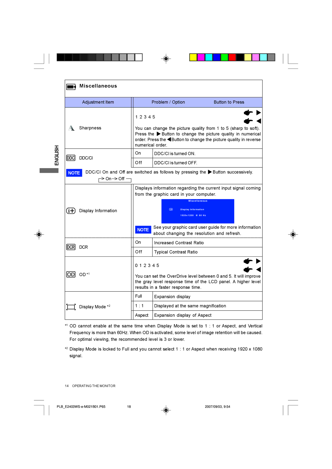 Iiyama E2403WS, B2403WS user manual Miscellaneous, Ddc/Ci 