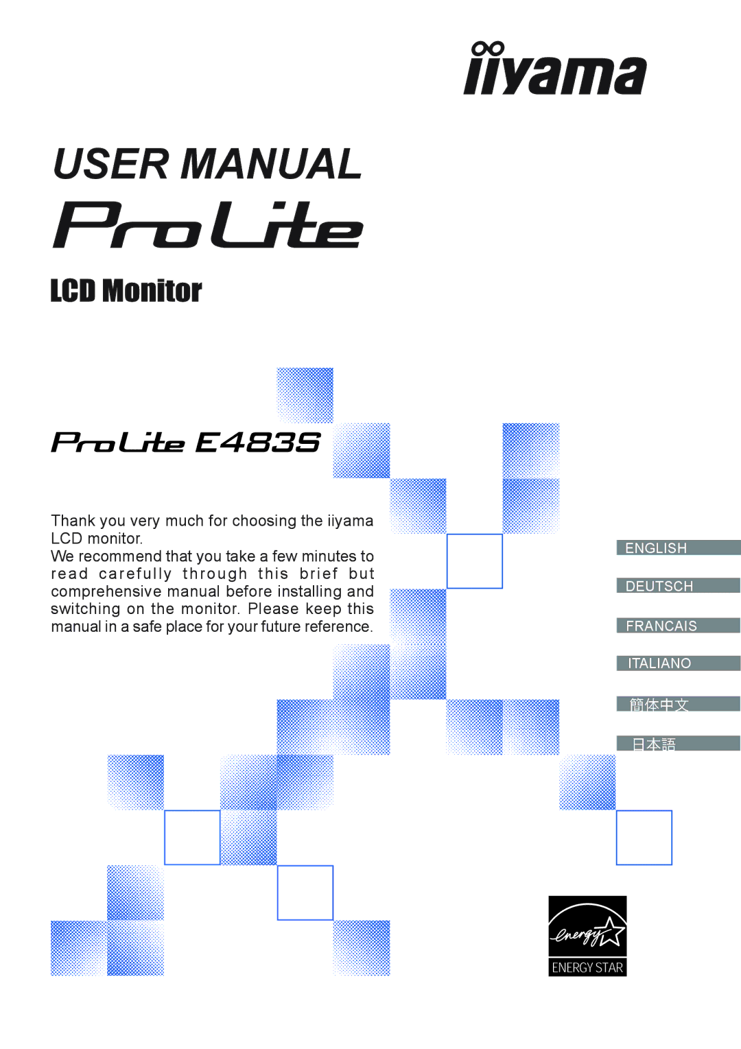 Iiyama E4835 user manual Thank you very much for choosing the iiyama LCD monitor 