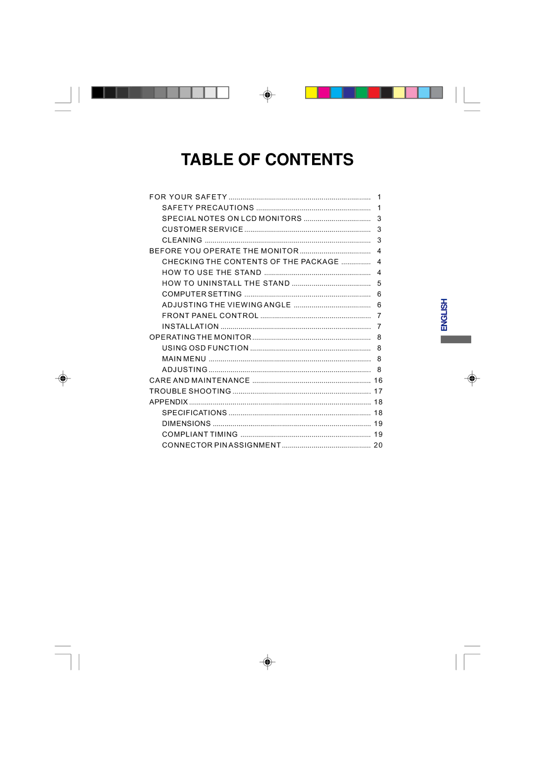 Iiyama E4835 user manual Table of Contents 