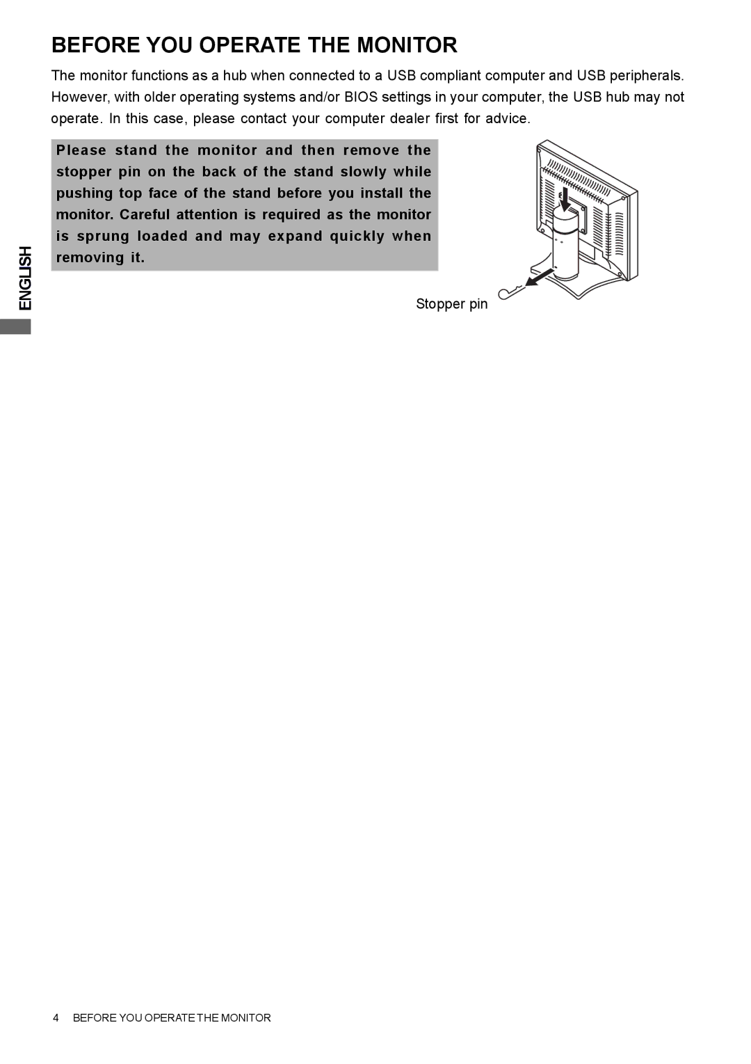 Iiyama H1900, H2130, H2010 user manual Before YOU Operate the Monitor 