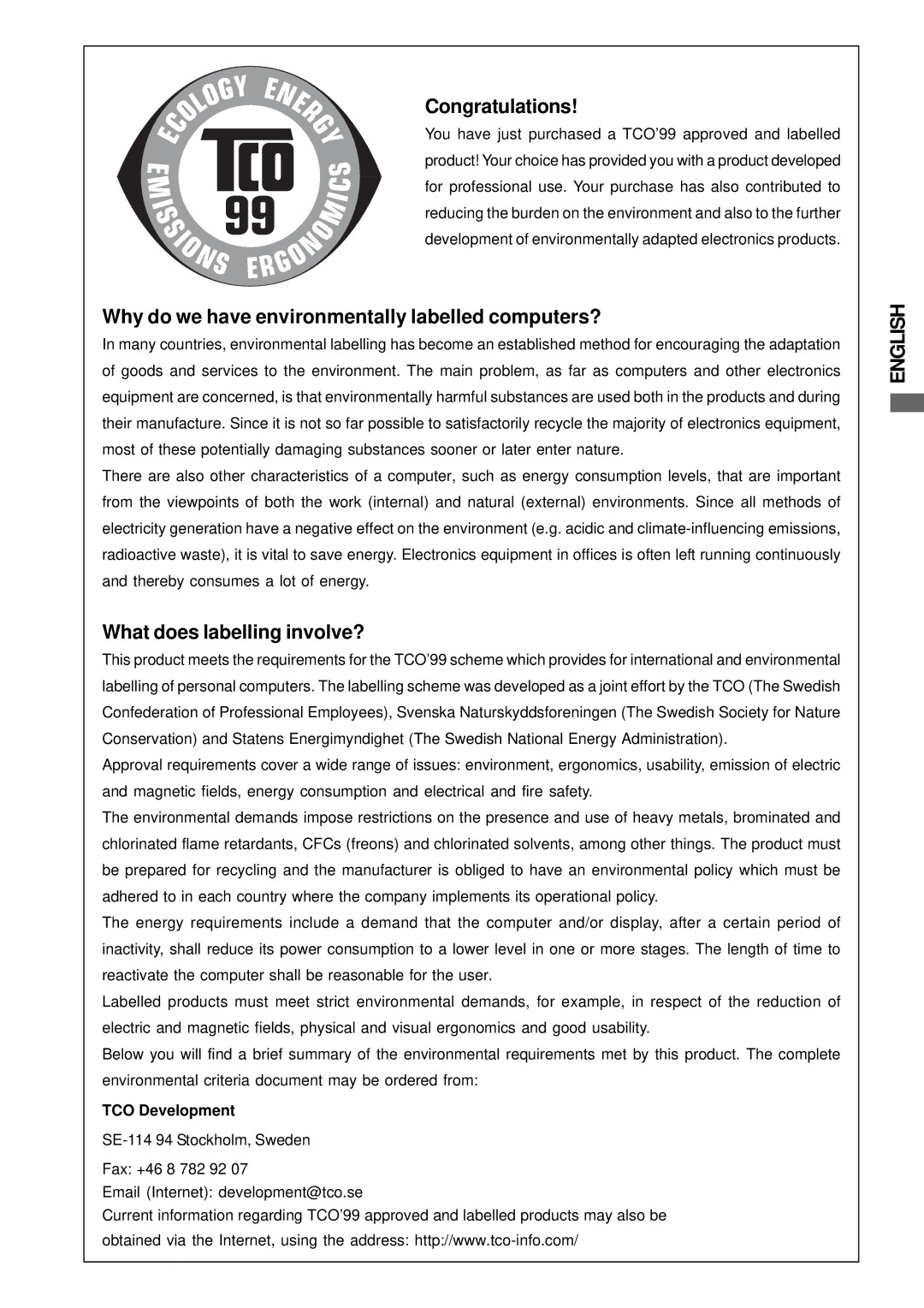 Iiyama H511S user manual Congratulations, Why do we have environmentally labelled computers?, What does labelling involve? 