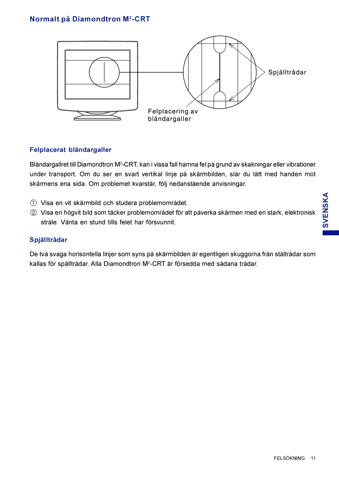 Iiyama LM704UT user manual Felplacerat bländargaller, Spjälltrådar 