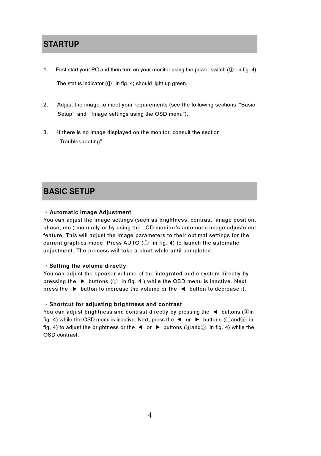 Iiyama P1704S, PB1704S, PB1904S, P1904S user manual Startup, Basic Setup 