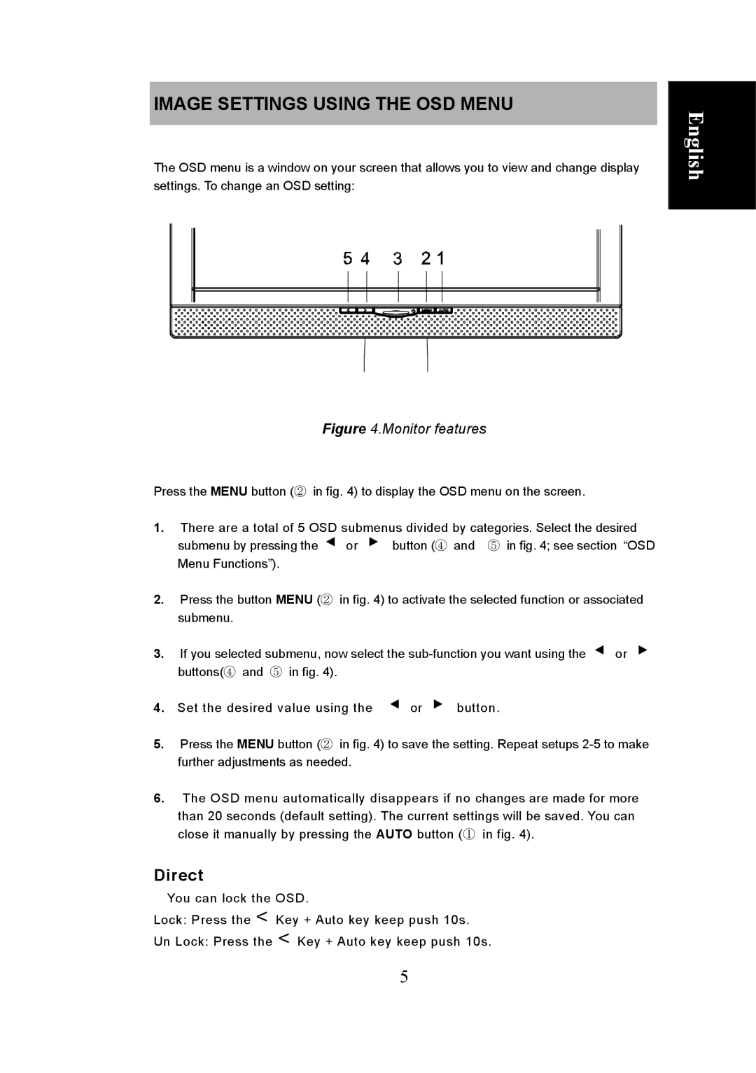 Iiyama P1904S, PB1704S, PB1904S, P1704S user manual Image Settings Using the OSD Menu, Direct 