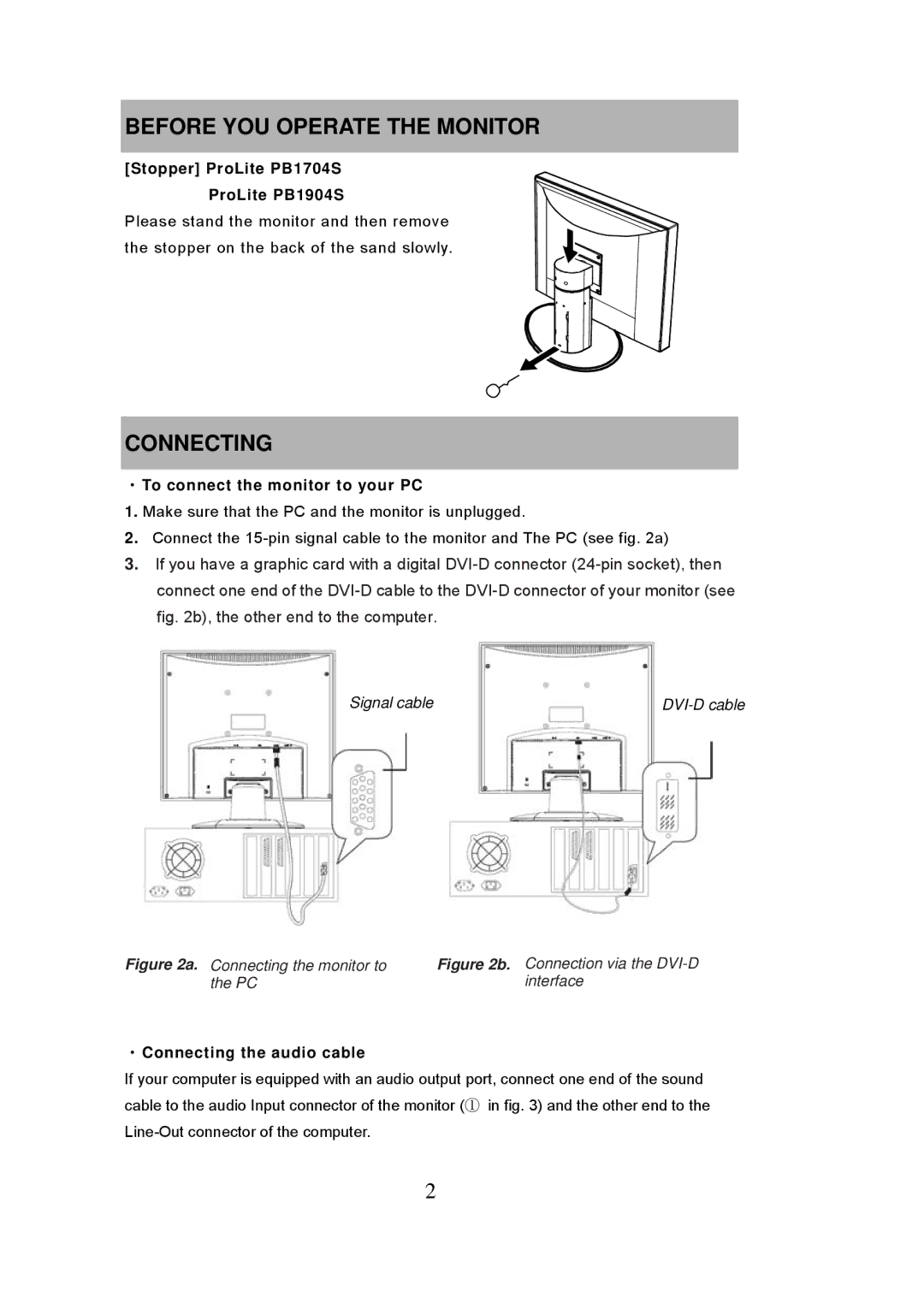 Iiyama PB1704S, PB1904S, P1704S, P1904S user manual Before YOU Operate the Monitor, Connecting 