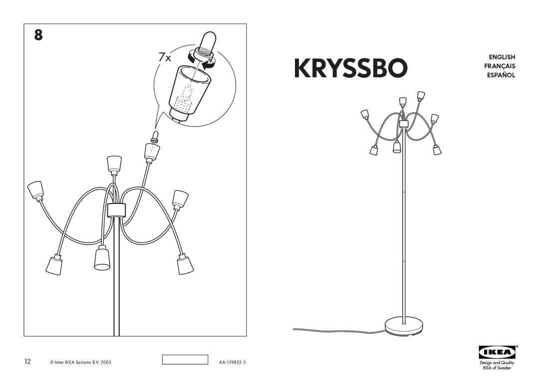 IKEA AA-119852-3 manual Kryssbo 