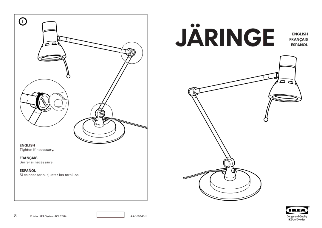 IKEA AA-163843-1 manual Järinge English 