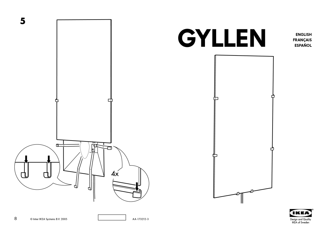 IKEA AA-173212-3 manual Inter IKEA Systems B.V, Gyllen English Français Español 
