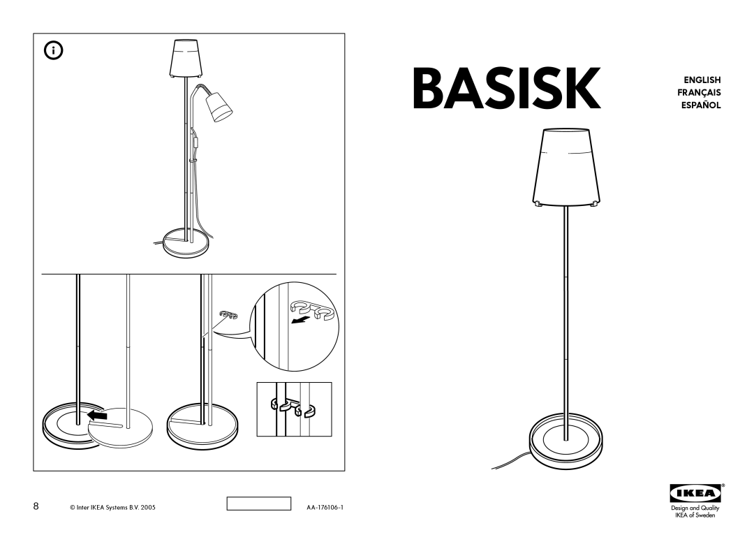 IKEA AA-176104-1, AA-171181-1 manual Inter IKEA Systems B.V, AA-176106-1, Basisk English Français Español 