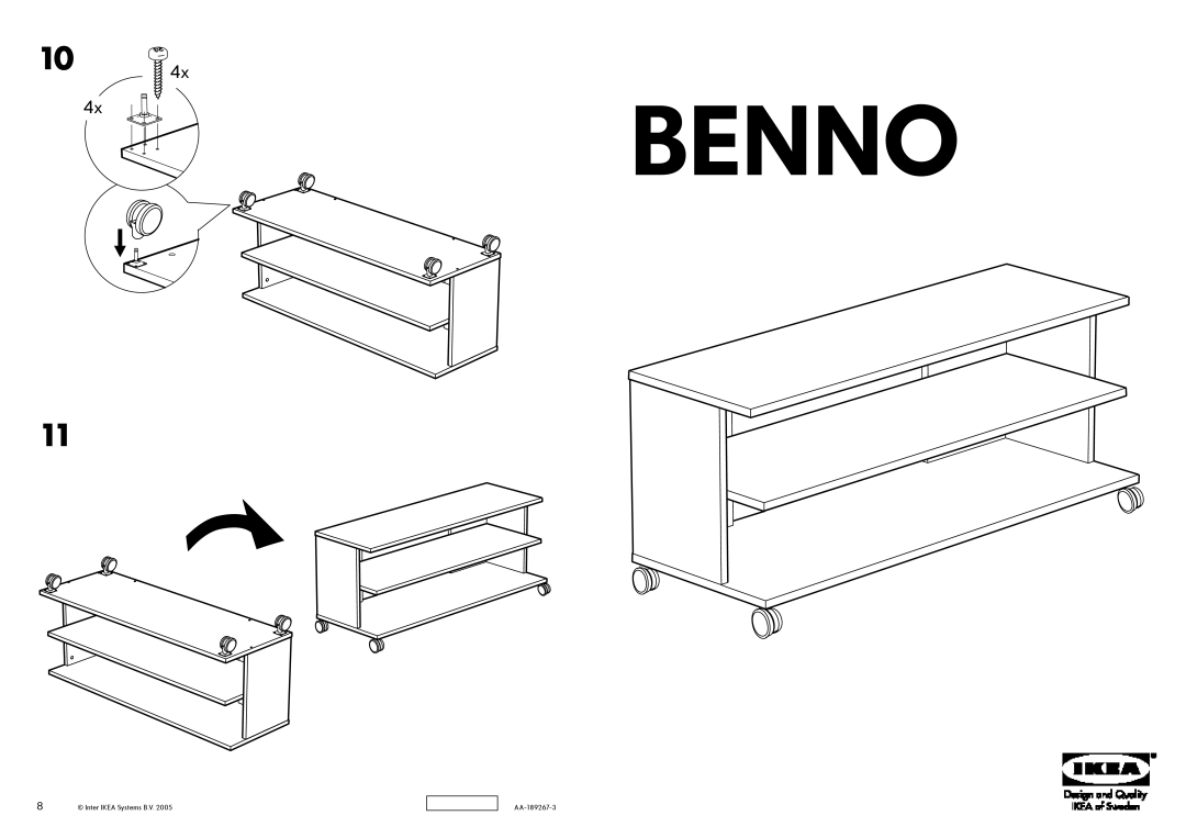 IKEA AA-189267-3 manual Inter IKEA Systems B.V, Benno, 4x 4x 