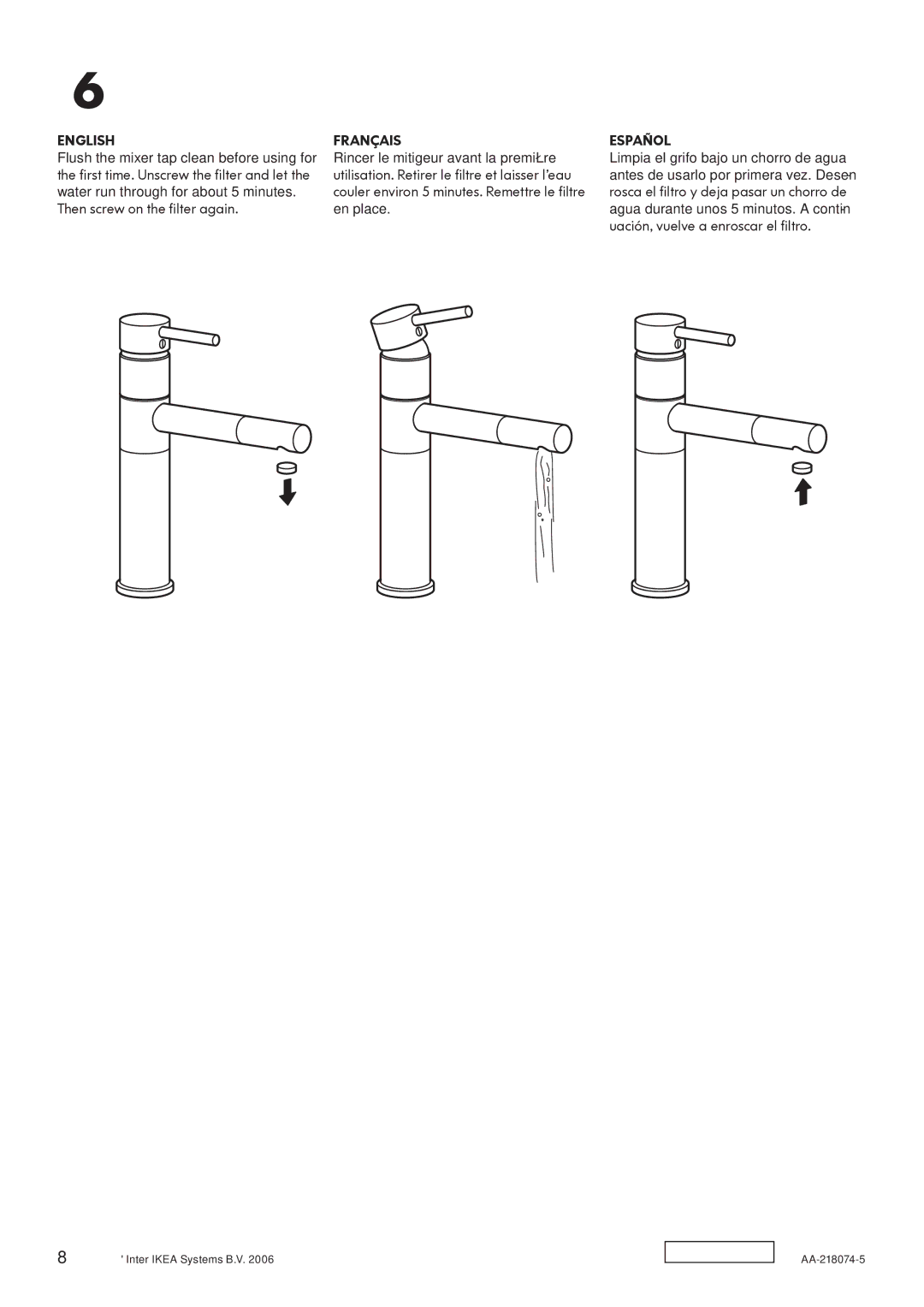 IKEA AA-218074-5 manual Then screw on the filter again 