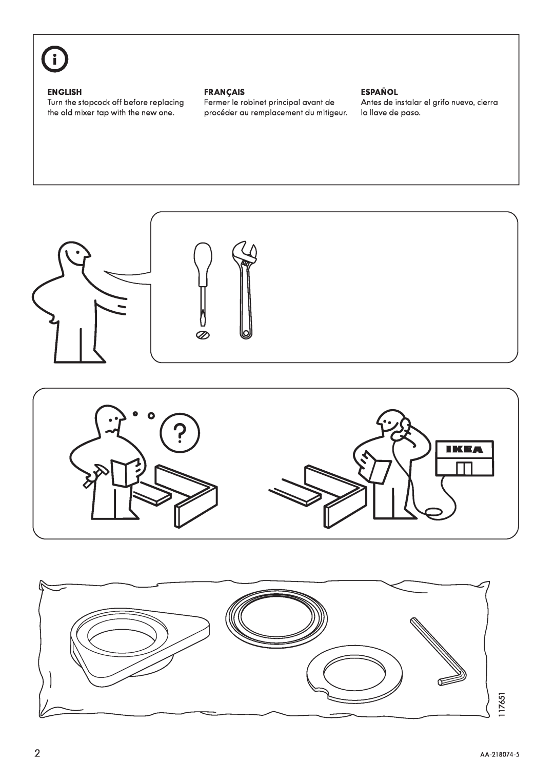 IKEA AA-218074-5 manual English, Français, Español 