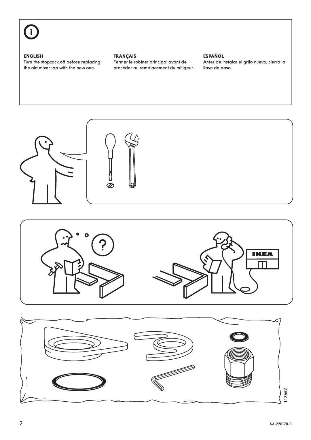 IKEA AA-220170-3 manual English, Français, Español 