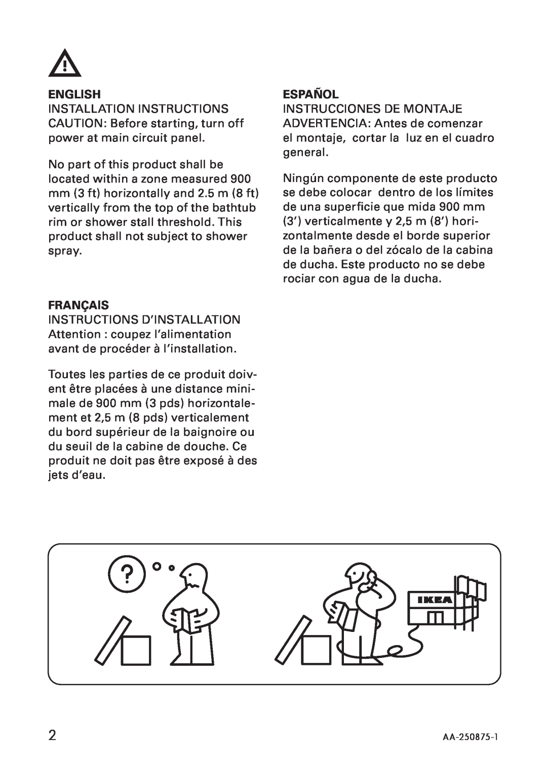 IKEA AA-250875-1 manual English, Français, Español 
