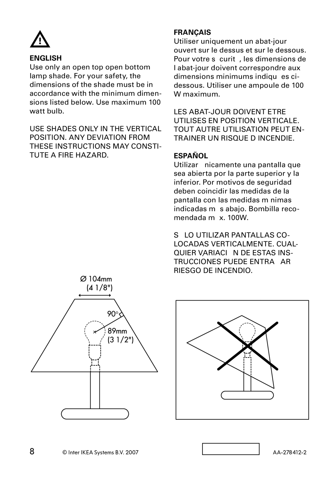 IKEA AA-278412-2, AA-278407-2 manual Inter Ikea Systems B.V 