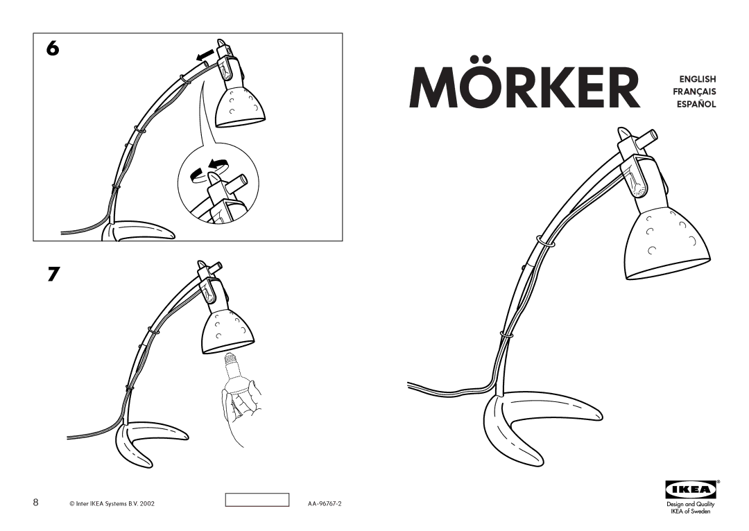 IKEA AA-96767-2 manual Mörker English Français Español 